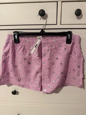 PINK Victoria's Secret Pink Shorts with Silver Foil Motifs